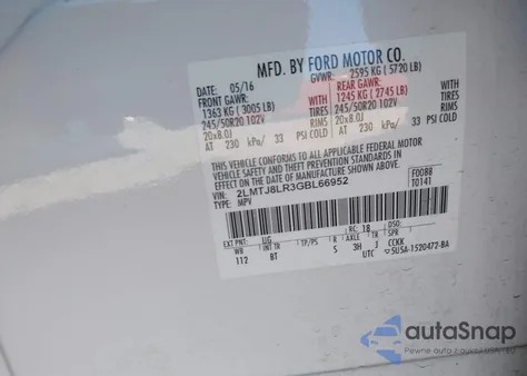 2016 Lincoln Mkx Reserve from USA, damaged, VIN 2LMTJ8LR3GBL66952